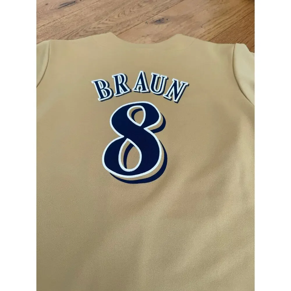 Ryan Braun Milwaukee Brewers Kids Medium Throwback Majestic Baseball Jersey